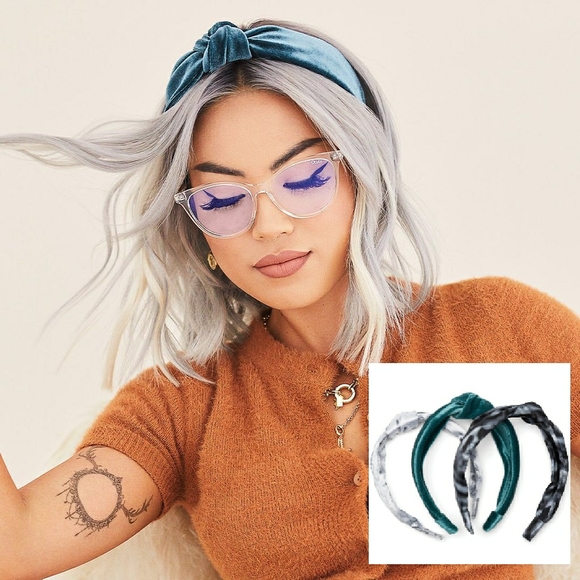 QUAY AUSTRALIA Set of 3 Top Knot Headbands in Velvet & Satin - Picture 9 of 9